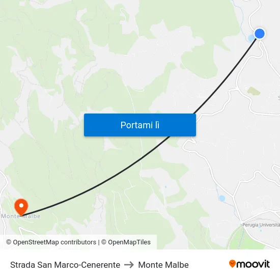 Strada San Marco-Cenerente to Monte Malbe map