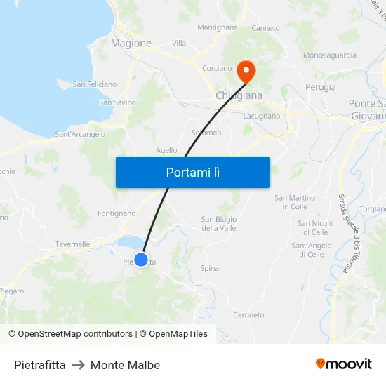 Pietrafitta to Monte Malbe map