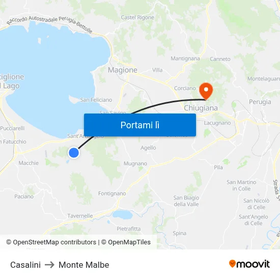 Casalini to Monte Malbe map