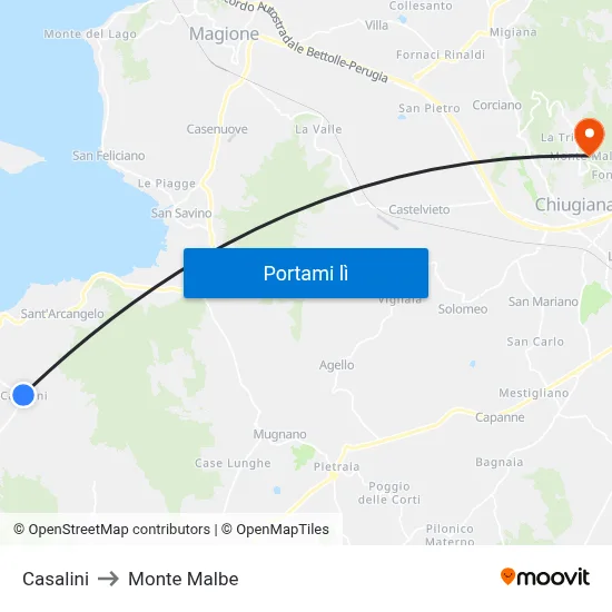 Casalini to Monte Malbe map