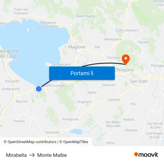 Mirabella to Monte Malbe map