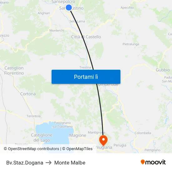 Bv.Staz.Dogana to Monte Malbe map