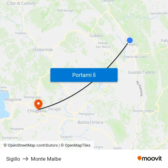 Sigillo to Monte Malbe map