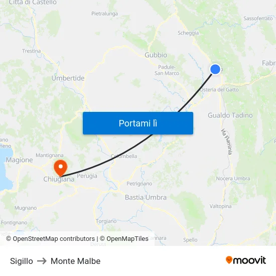Sigillo to Monte Malbe map