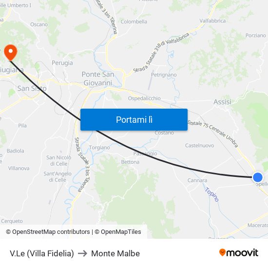 V.Le (Villa Fidelia) to Monte Malbe map