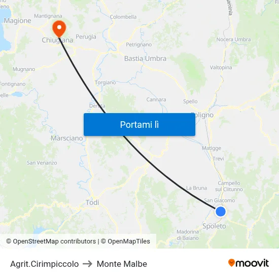 Agrit.Cirimpiccolo to Monte Malbe map