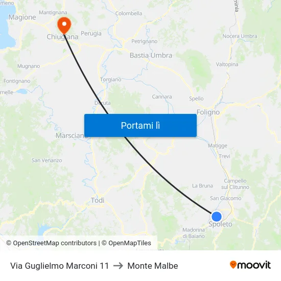 Via Guglielmo Marconi 11 to Monte Malbe map