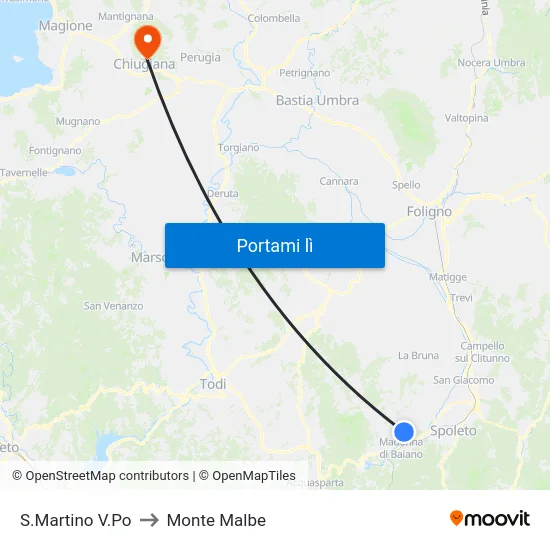 S.Martino V.Po to Monte Malbe map