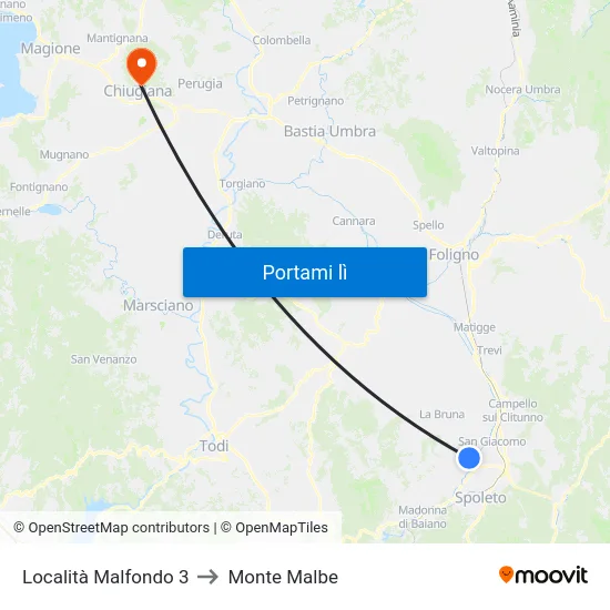 Località Malfondo 3 to Monte Malbe map