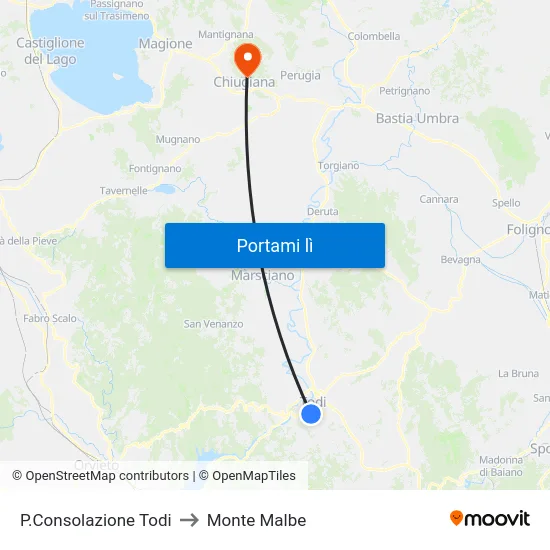 P.Consolazione Todi to Monte Malbe map