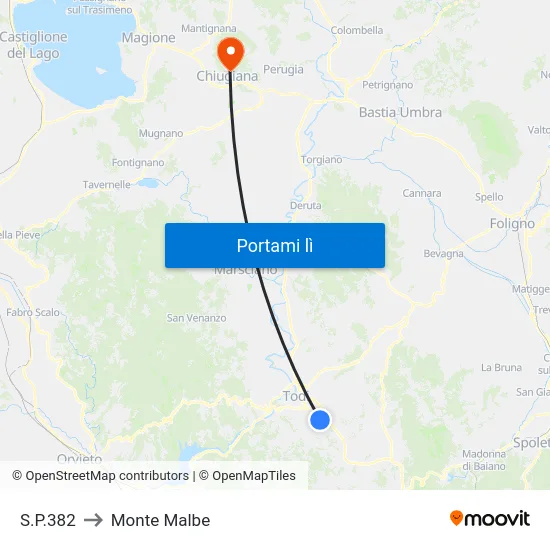 S.P.382 to Monte Malbe map