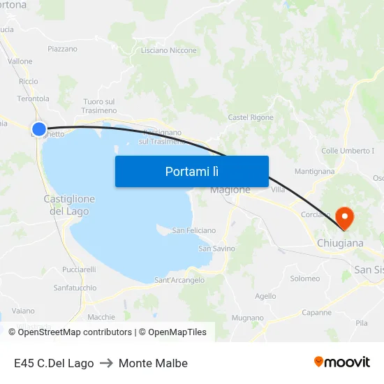 E45 C.Del Lago to Monte Malbe map