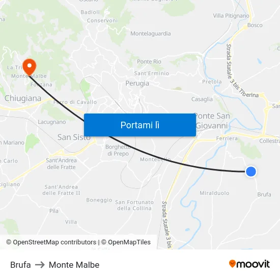 Brufa to Monte Malbe map