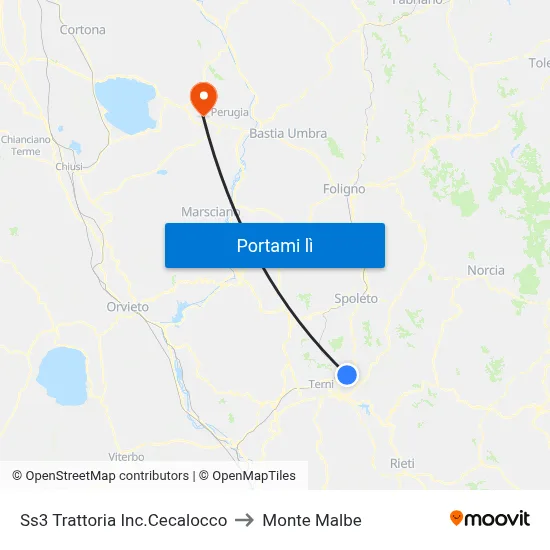 Ss3 Trattoria Inc.Cecalocco to Monte Malbe map