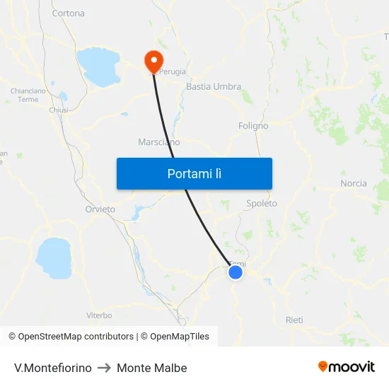 V.Montefiorino to Monte Malbe map