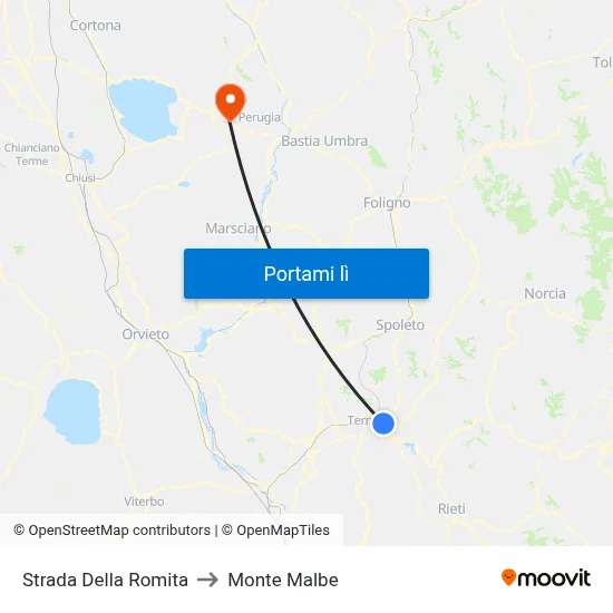 Strada Della Romita to Monte Malbe map