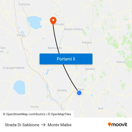 Strada Di Sabbione to Monte Malbe map
