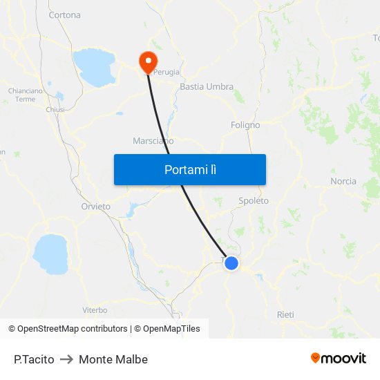 P.Tacito to Monte Malbe map