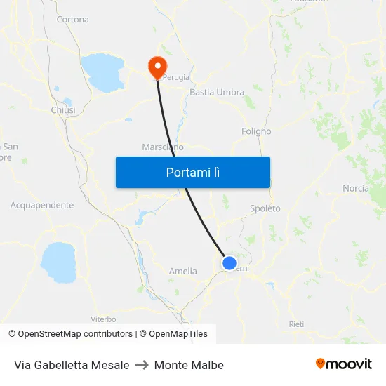Via Gabelletta Mesale to Monte Malbe map