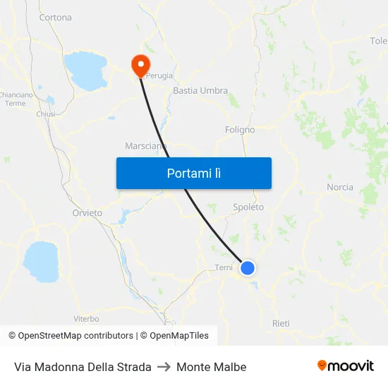 Via Madonna Della Strada to Monte Malbe map