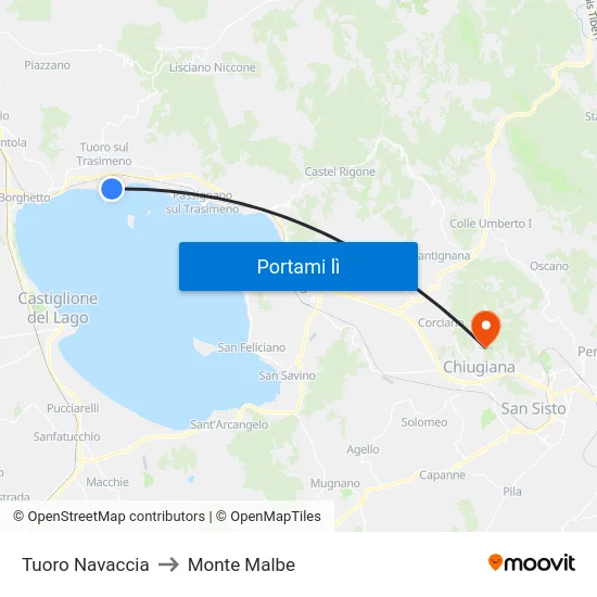 Tuoro Navaccia to Monte Malbe map