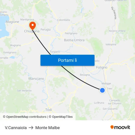 V.Cannaiola to Monte Malbe map