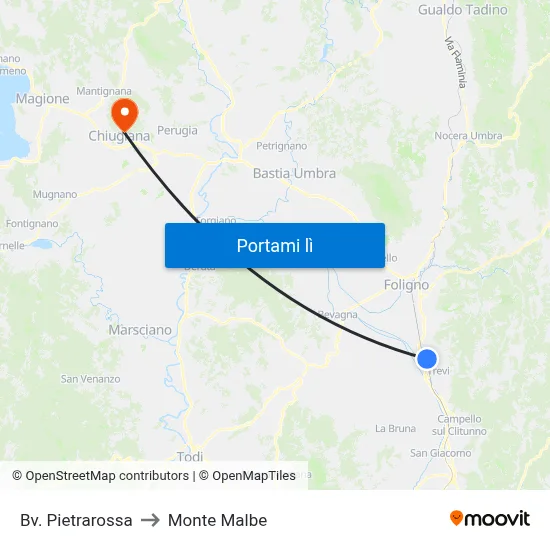 Bv. Pietrarossa to Monte Malbe map