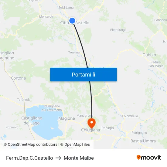 Ferm.Dep.C.Castello to Monte Malbe map