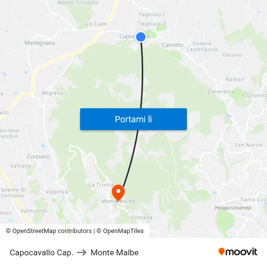 Capocavallo Cap. to Monte Malbe map