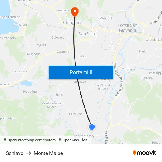 Schiavo to Monte Malbe map
