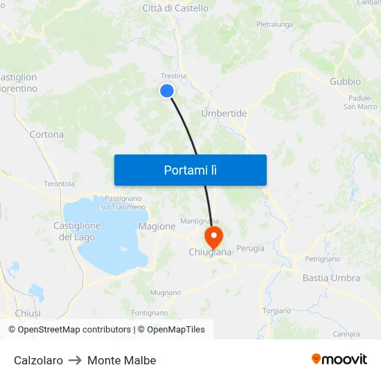 Calzolaro to Monte Malbe map