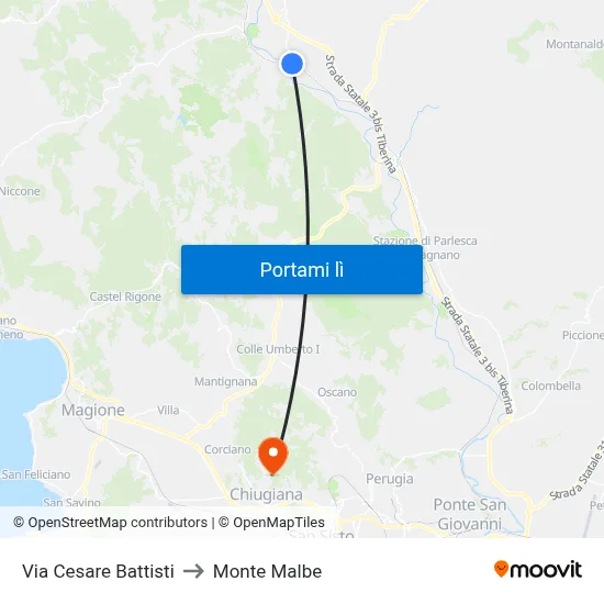 Via Cesare Battisti to Monte Malbe map