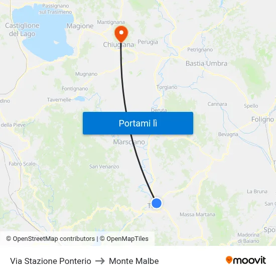 Via Stazione Ponterio to Monte Malbe map
