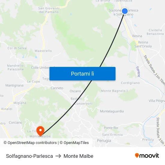 Solfagnano-Parlesca to Monte Malbe map