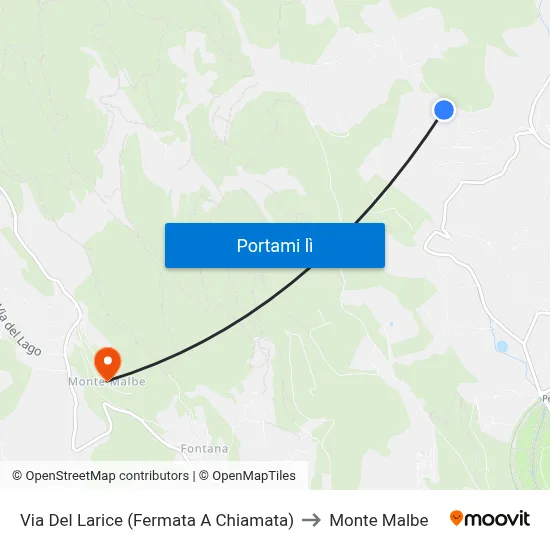 Via Del Larice (Fermata A Chiamata) to Monte Malbe map
