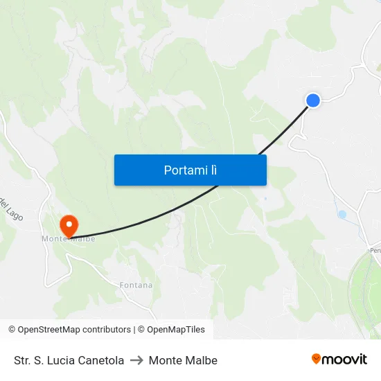 Str. S. Lucia Canetola to Monte Malbe map