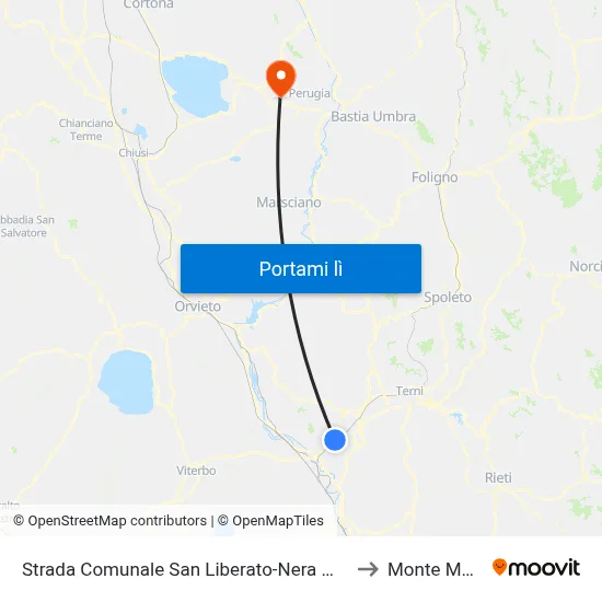 Strada Comunale San Liberato-Nera Montoro to Monte Malbe map