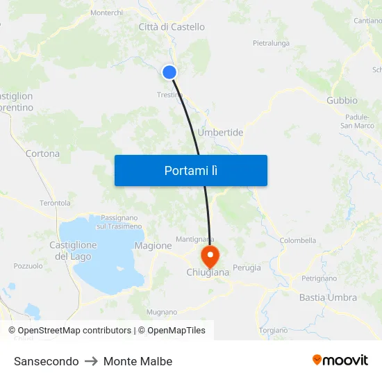 Sansecondo to Monte Malbe map