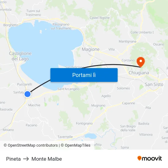 Pineta to Monte Malbe map