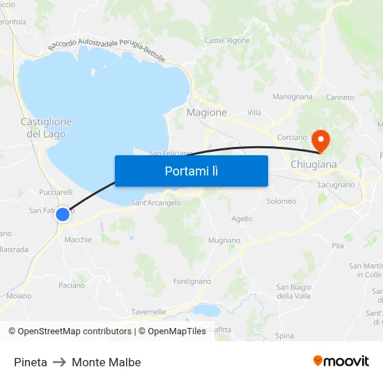 Pineta to Monte Malbe map