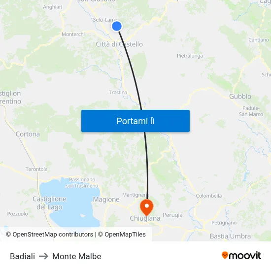 Badiali to Monte Malbe map