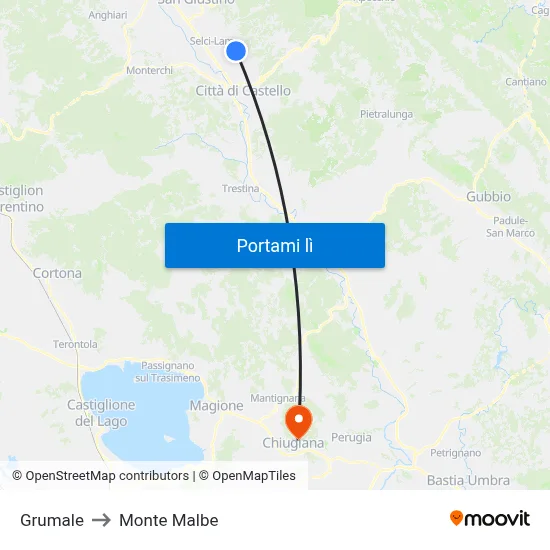 Grumale to Monte Malbe map