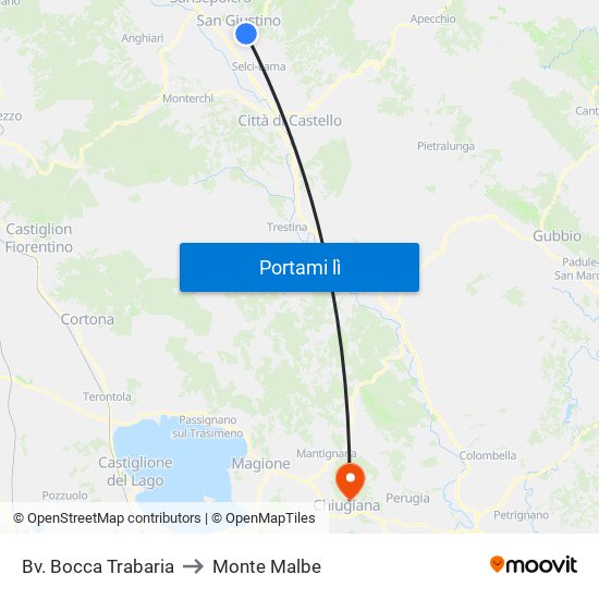 Bv. Bocca Trabaria to Monte Malbe map