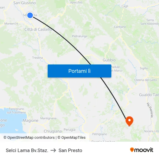 Selci Lama Bv.Staz. to San Presto map