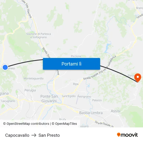 Capocavallo to San Presto map