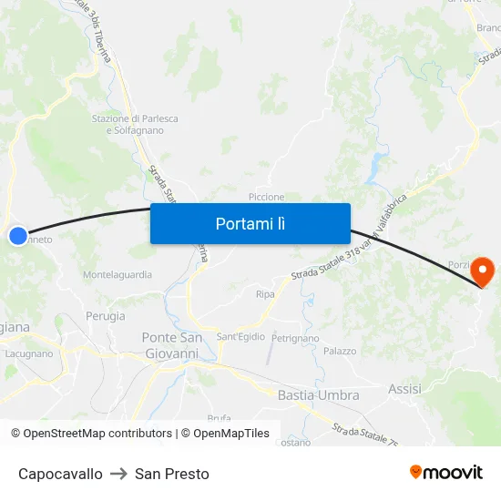 Capocavallo to San Presto map