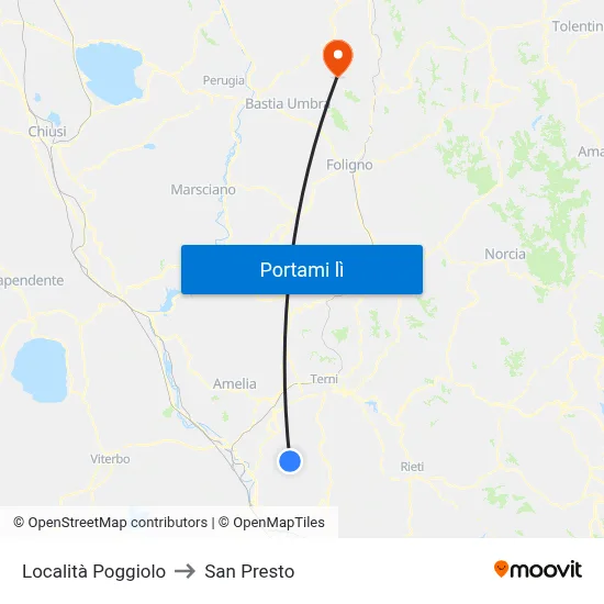 Località Poggiolo to San Presto map
