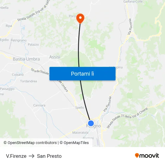 V.Firenze to San Presto map