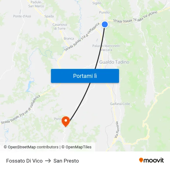 Fossato Di Vico to San Presto map