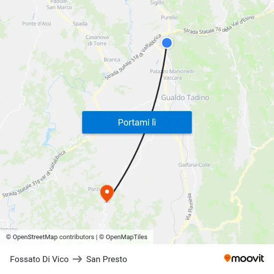 Fossato Di Vico to San Presto map